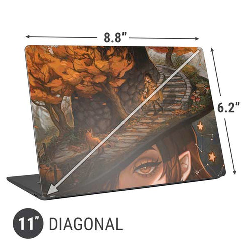Halloween Pumpkin Witch with Fox by Ivy Dolamore Universal Laptop 11in (8.8 x 6.2in) Skin